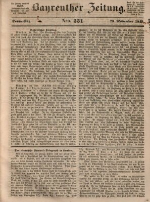 Bayreuther Zeitung Donnerstag 29. November 1849