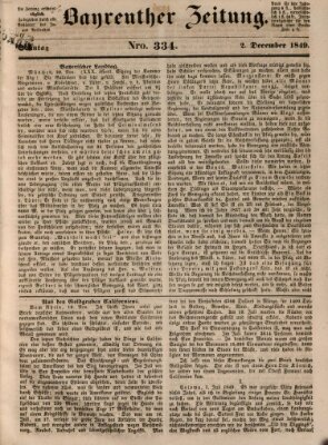 Bayreuther Zeitung Sonntag 2. Dezember 1849