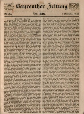 Bayreuther Zeitung Dienstag 4. Dezember 1849