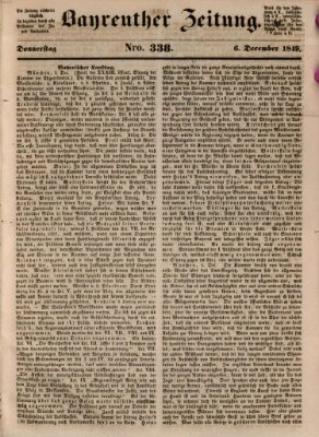 Bayreuther Zeitung Donnerstag 6. Dezember 1849