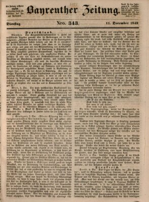 Bayreuther Zeitung Dienstag 11. Dezember 1849