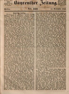 Bayreuther Zeitung Freitag 14. Dezember 1849