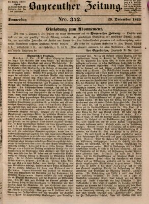 Bayreuther Zeitung Donnerstag 20. Dezember 1849