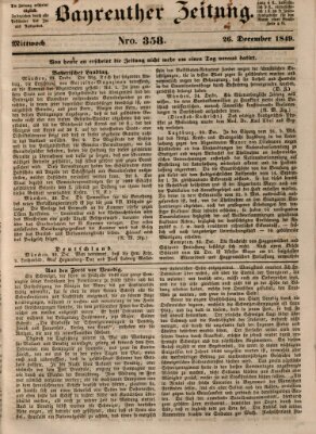 Bayreuther Zeitung Mittwoch 26. Dezember 1849