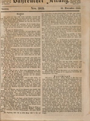 Bayreuther Zeitung Montag 31. Dezember 1849