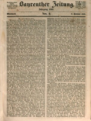 Bayreuther Zeitung Mittwoch 2. Januar 1850