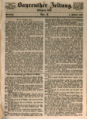 Bayreuther Zeitung Sonntag 6. Januar 1850