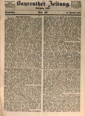 Bayreuther Zeitung Donnerstag 10. Januar 1850