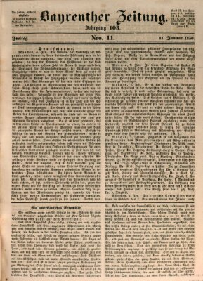 Bayreuther Zeitung Freitag 11. Januar 1850