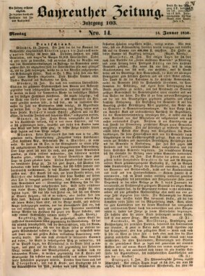 Bayreuther Zeitung Montag 14. Januar 1850