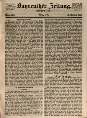 Bayreuther Zeitung Donnerstag 17. Januar 1850