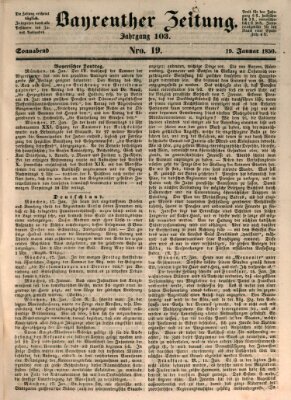 Bayreuther Zeitung Samstag 19. Januar 1850