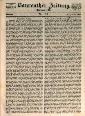 Bayreuther Zeitung Montag 21. Januar 1850