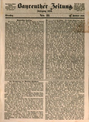 Bayreuther Zeitung Dienstag 22. Januar 1850