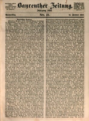 Bayreuther Zeitung Donnerstag 31. Januar 1850