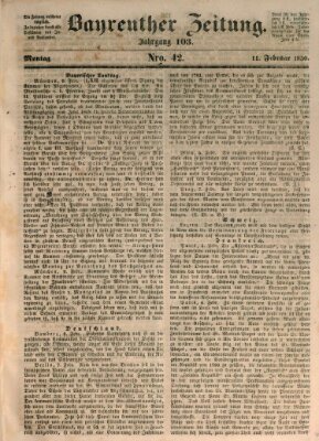 Bayreuther Zeitung Montag 11. Februar 1850