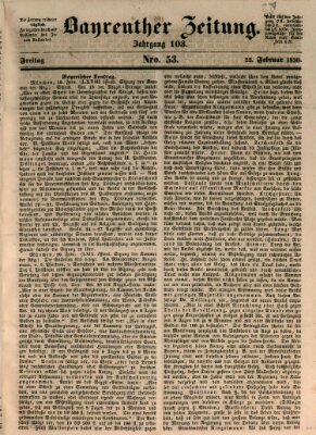 Bayreuther Zeitung Freitag 22. Februar 1850