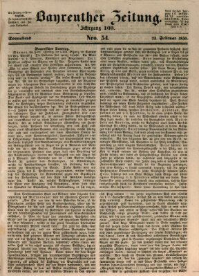 Bayreuther Zeitung Samstag 23. Februar 1850