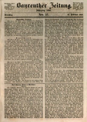 Bayreuther Zeitung Dienstag 26. Februar 1850