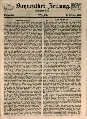 Bayreuther Zeitung Donnerstag 28. Februar 1850