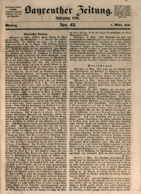 Bayreuther Zeitung Montag 4. März 1850