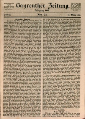 Bayreuther Zeitung Freitag 15. März 1850