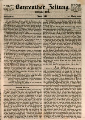 Bayreuther Zeitung Donnerstag 21. März 1850