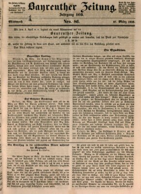 Bayreuther Zeitung Mittwoch 27. März 1850