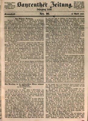 Bayreuther Zeitung Samstag 6. April 1850