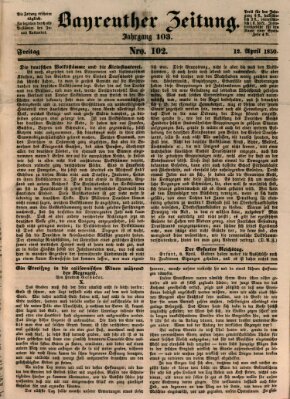 Bayreuther Zeitung Freitag 12. April 1850