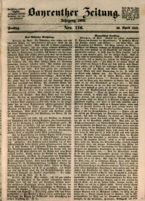 Bayreuther Zeitung Freitag 26. April 1850