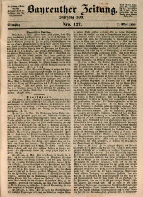 Bayreuther Zeitung Dienstag 7. Mai 1850