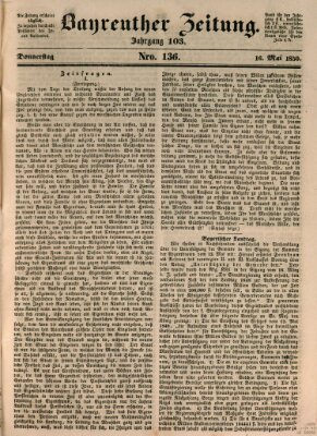 Bayreuther Zeitung Donnerstag 16. Mai 1850