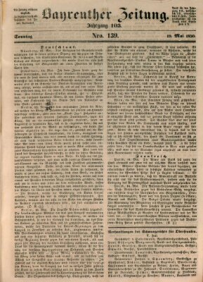 Bayreuther Zeitung Sonntag 19. Mai 1850