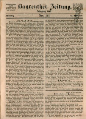 Bayreuther Zeitung Dienstag 21. Mai 1850