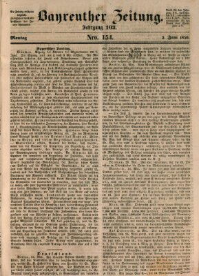 Bayreuther Zeitung Montag 3. Juni 1850