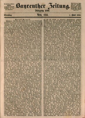 Bayreuther Zeitung Dienstag 4. Juni 1850