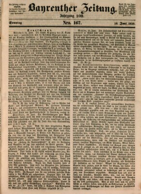 Bayreuther Zeitung Sonntag 16. Juni 1850