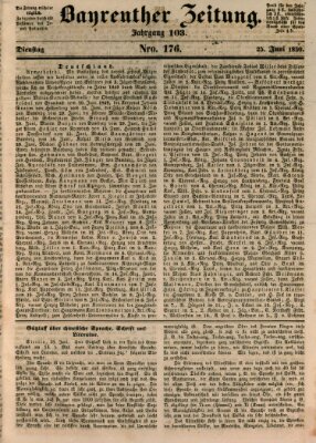 Bayreuther Zeitung Dienstag 25. Juni 1850