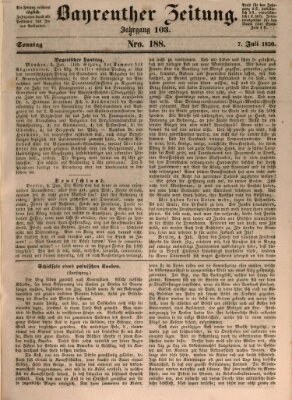 Bayreuther Zeitung Sonntag 7. Juli 1850