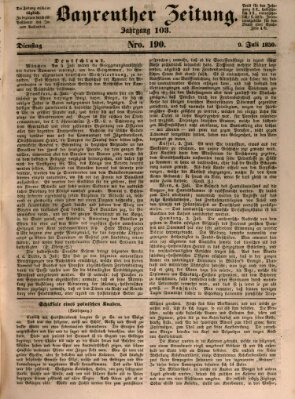 Bayreuther Zeitung Dienstag 9. Juli 1850