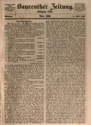 Bayreuther Zeitung Montag 15. Juli 1850