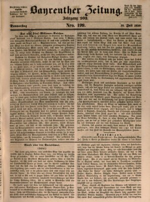 Bayreuther Zeitung Donnerstag 18. Juli 1850