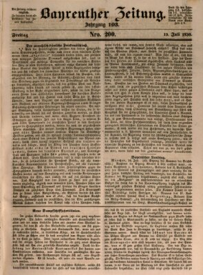 Bayreuther Zeitung Freitag 19. Juli 1850