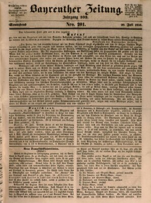 Bayreuther Zeitung Samstag 20. Juli 1850