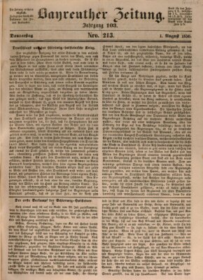 Bayreuther Zeitung Donnerstag 1. August 1850