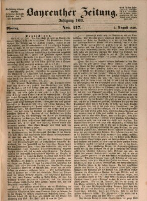 Bayreuther Zeitung Montag 5. August 1850