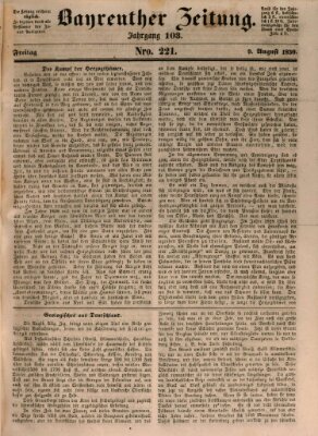 Bayreuther Zeitung Freitag 9. August 1850