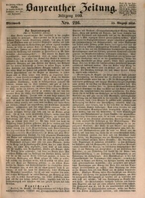 Bayreuther Zeitung Mittwoch 14. August 1850