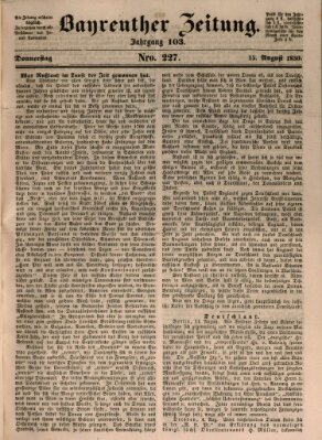 Bayreuther Zeitung Donnerstag 15. August 1850